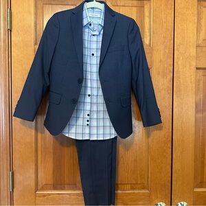 Joseph Abboud Navy Suit with Plaid Shirt